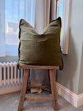 Timeless Large Olive Linen Cushion