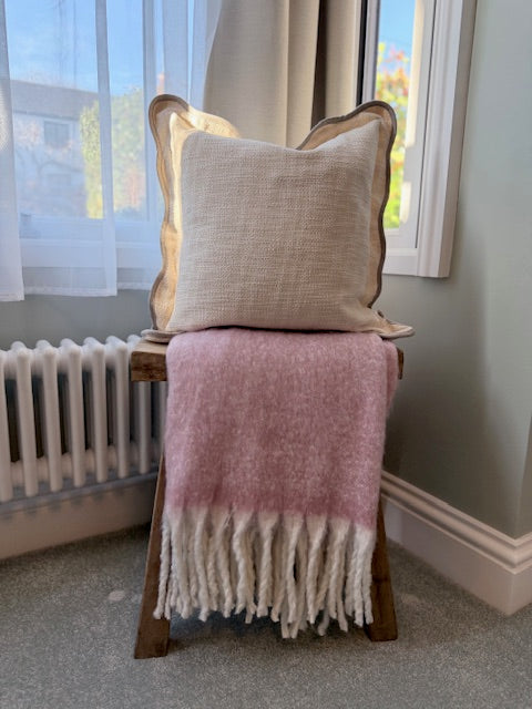 Cream With Grey Scallop edge Cushion